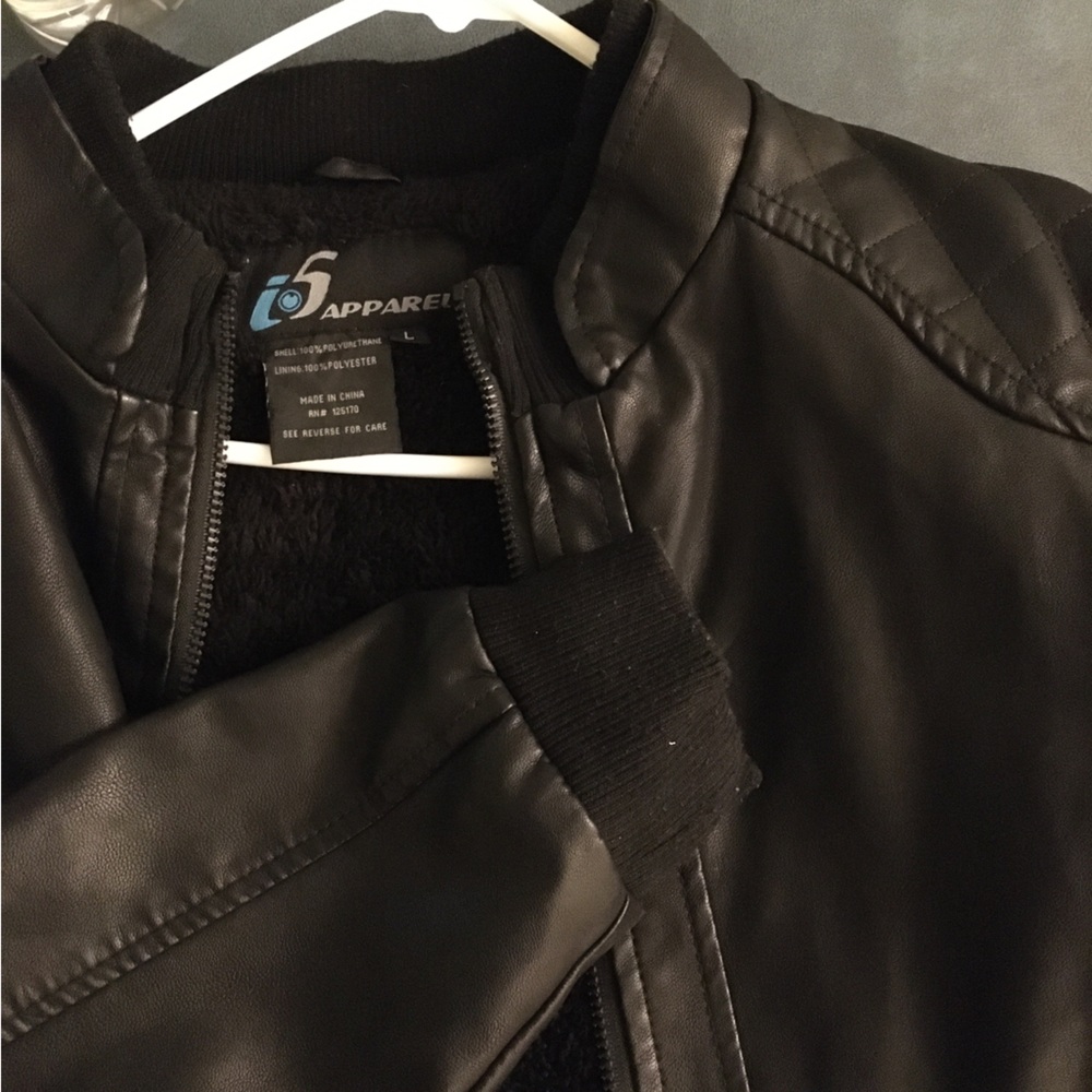 Bomber style faux leather jacket, Sherpa lined